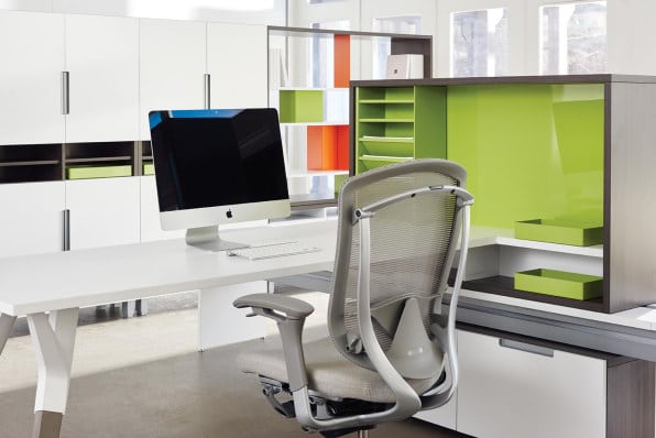 egonomic office furniture that brings in bright pops of color to the workplace