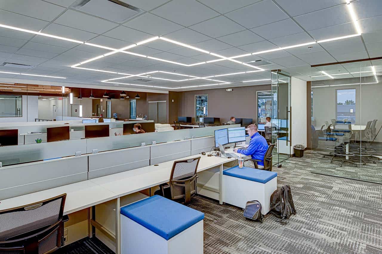 Brookaire Company's recently redesigned common space with new optimized layout and furniture