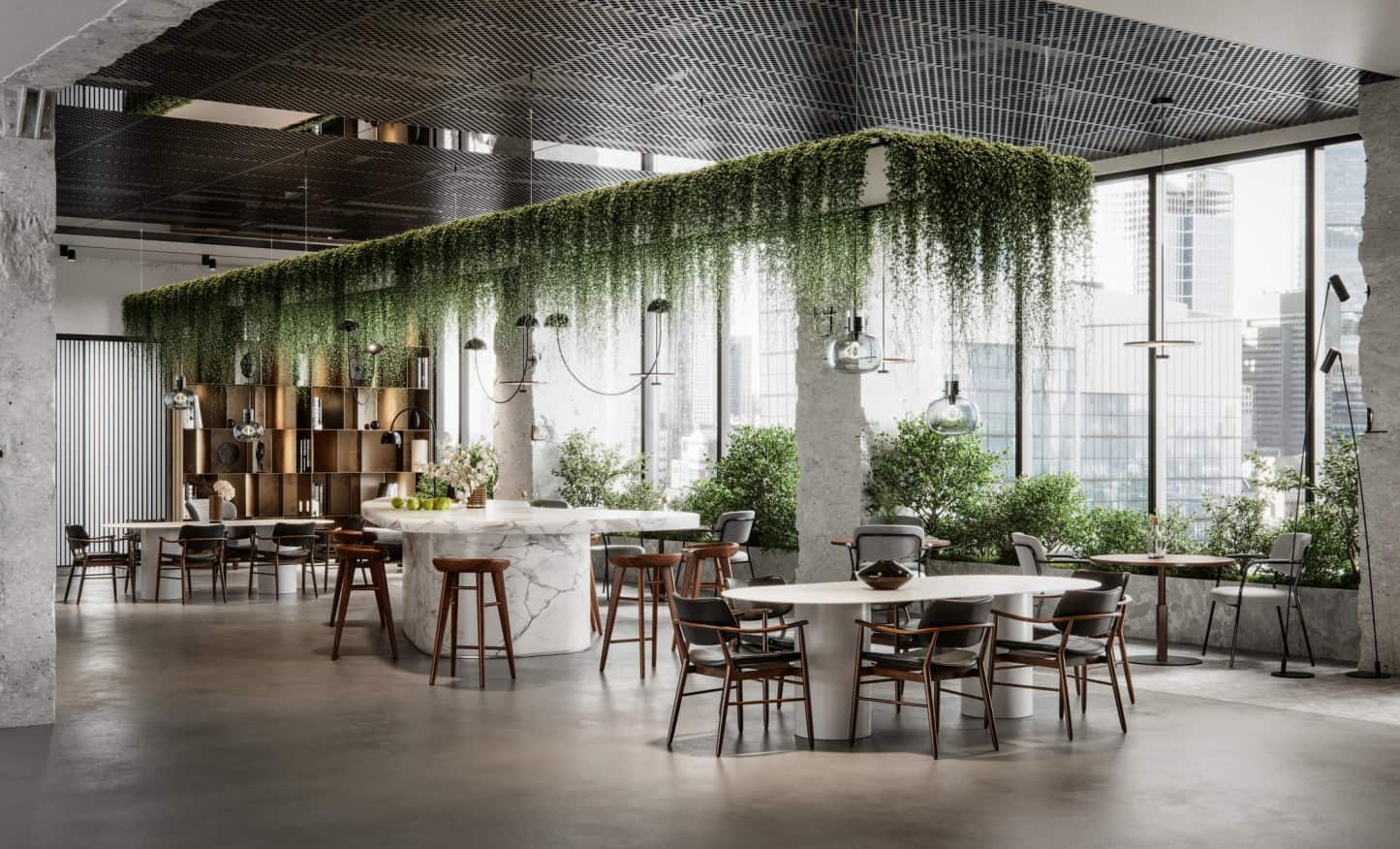 coworking office space with biophilic design
