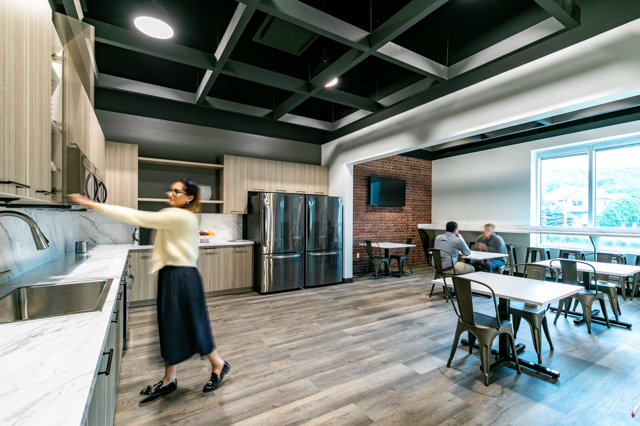 Employee-centric cafeteria and breakroom that was redesigned and constructed