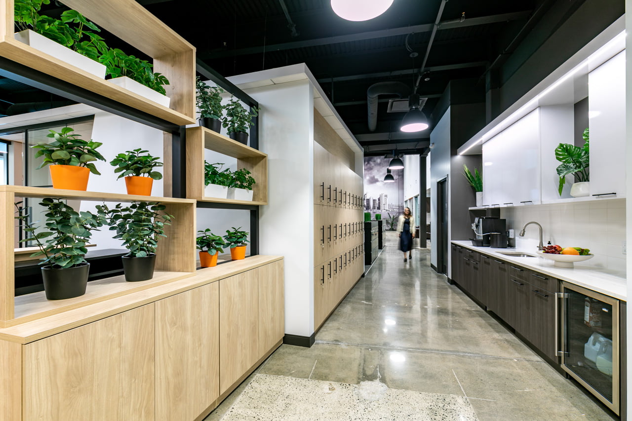 A multi-purpose area of office that efficiently handle the needs of their growing team