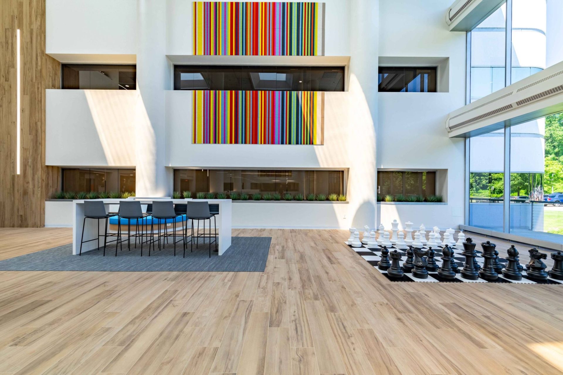 modern office with human sized chess board