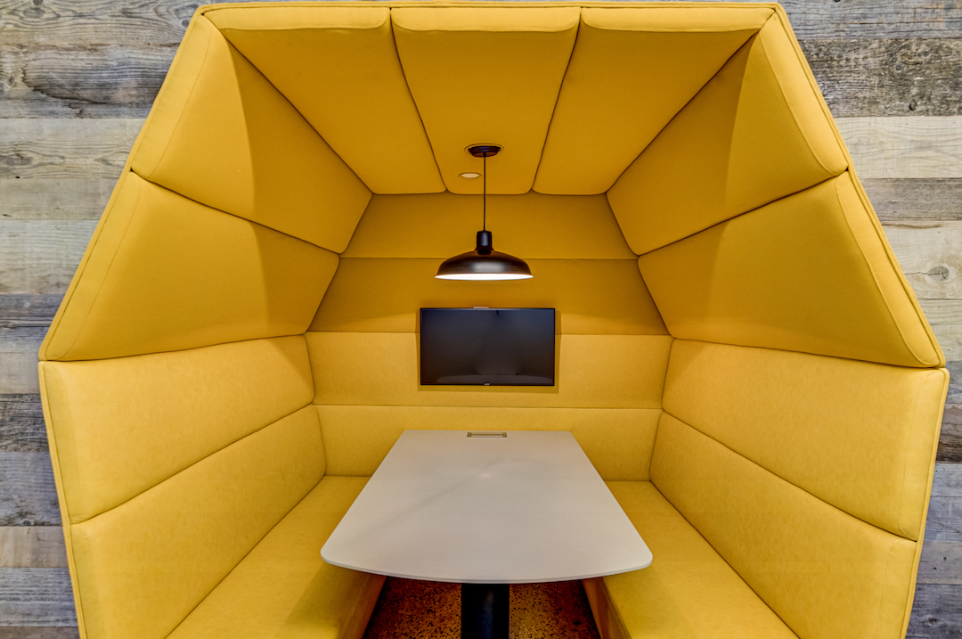 One on One privacy booths in the shape of a octagon 