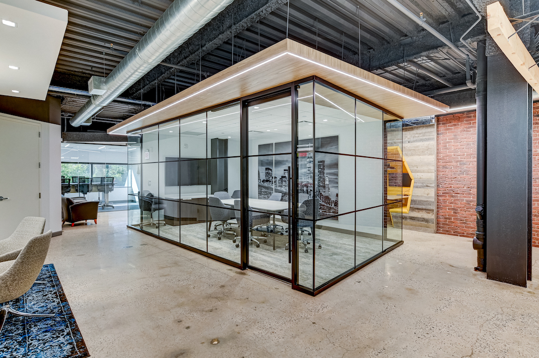 glass walled collaboration space
