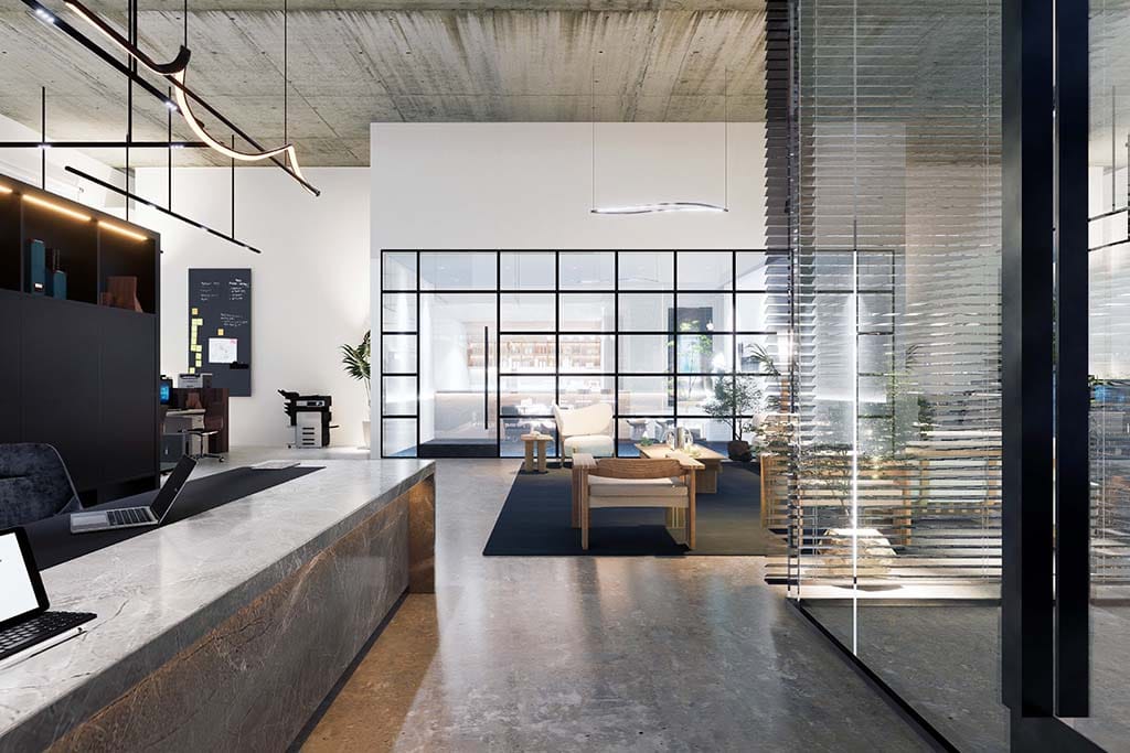 Spacious office interior shot