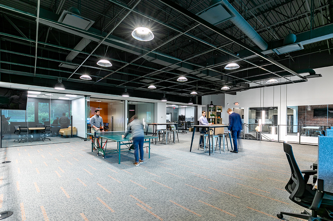 open plan office area for collaboration and relaxation